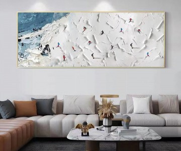  Sport Pintura Art%C3%ADstica - Esquiador en la montaña nevada Arte de la pared Deporte Blanco Nieve Esquí Decoración de la habitación por Knife 05